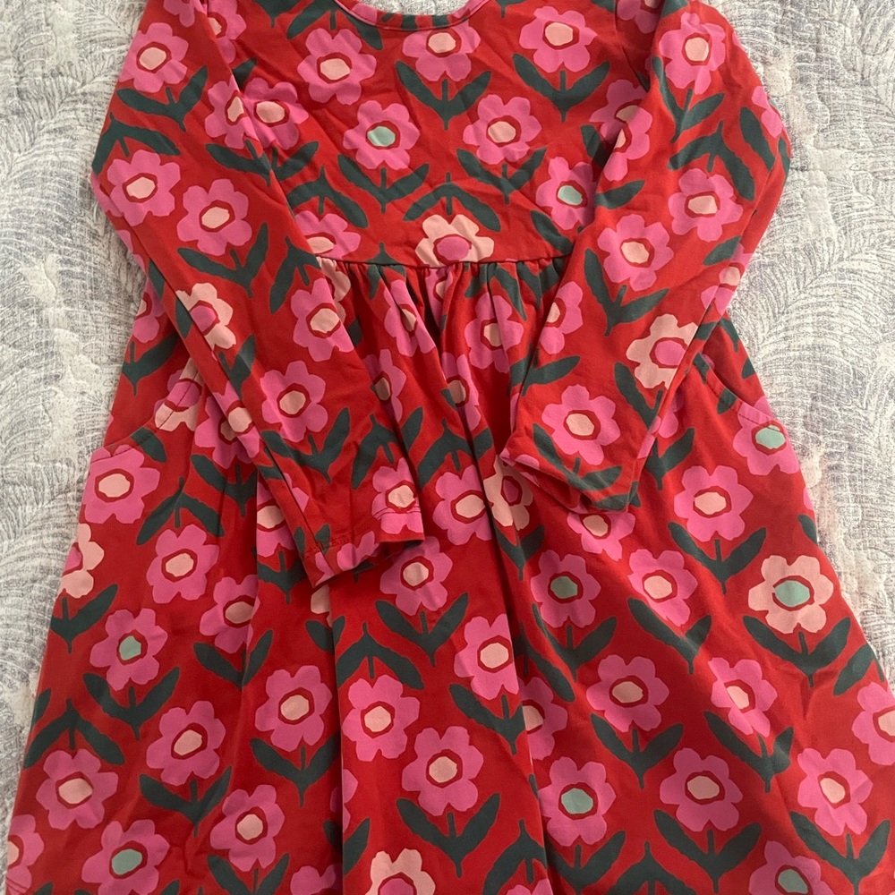 Hanna Andersson Red and Pink Floral Kids Dress and Polka Dot dress (2 dresses)